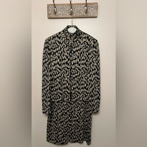 Vintage St. John Evening Black and Gold Patterned Jacket and Dress set